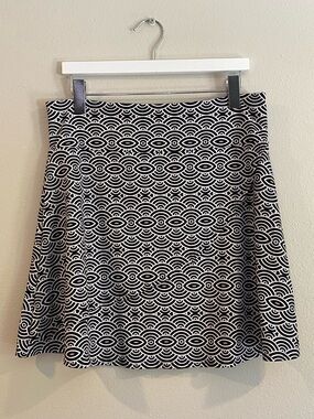 Soybu Sport Skirt Sz Large Black & White Geometric Scallop Print Athletic Sporty